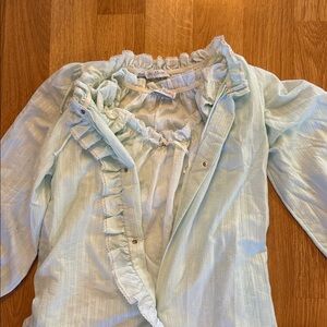 Vintage Miss Elaine Matching Nightgown Robe SET size medium Seafoam lace trim